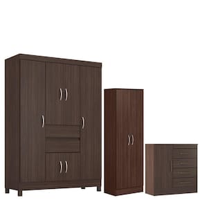 Guarda Roupa Casal Ecom 2 com Multiuso Viena com Cômoda Montividéu Café - Demóbile
