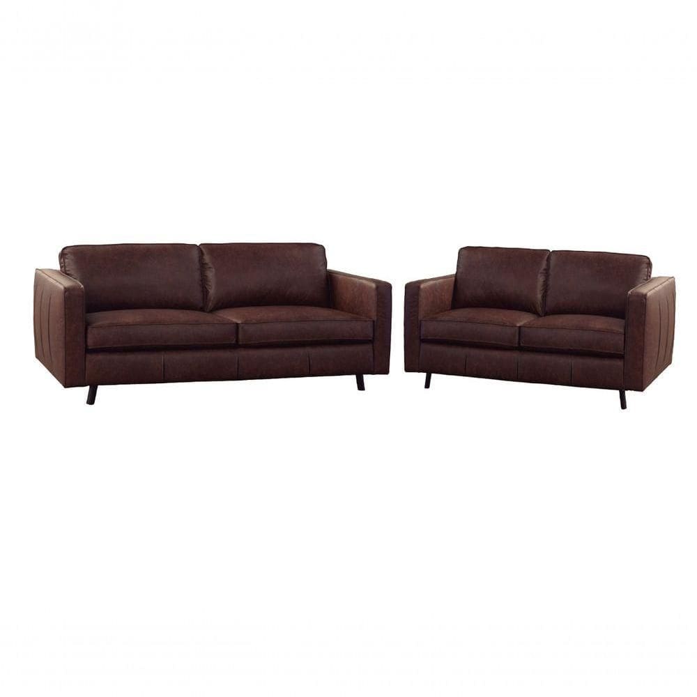 Conjunto Sofá De Couro Guarujá 3 E 2 Lugares Soft - Mempra Design