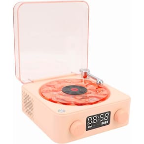 Caixa de Som Disco Vinil Vitrola Bluetooth Cartao TF Recarregavel Portatil Usb Luzes Led Musica