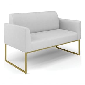 Sofá Namoradeira Base Industrial Dourado Marisa Linho D03 - D?rossi Cor A05 Cinza Claro