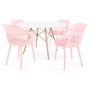 Conjunto Mesa De Jantar Redonda Eiffel-4 Cadeiras Marcela