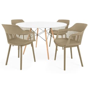 Conjunto Mesa De Jantar Redonda Eiffel Branca 4 Cadeiras