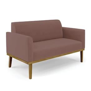 Sofá Namoradeira Base De Madeira Fixa Castanho Marisa Veludo D03 - D?rossi Cor Rose