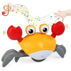 Brinquedo Caranguejo Fujão Música Luz Sensor Recarregável