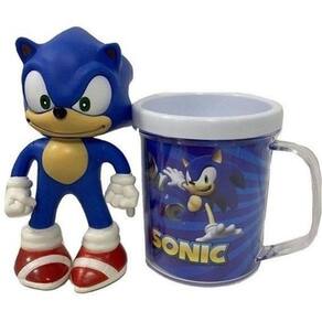 Kit Sonic The Hedgehog Caneca + Boneco 16cm