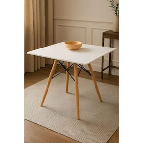 Mesa Moderna Sala Cozinha Quadrada Eiffel Wood Mdf Branco 80 Cm.