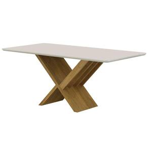 Mesa De Jantar 180cmx90cm Tampo De 25mm Aurora Valdemoveis Cinamomo/off White