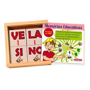 Jogo da Memoria de Silabas Carimbras 40 Pecas em Madeira Brinquedo Recreativo e Pedagogico