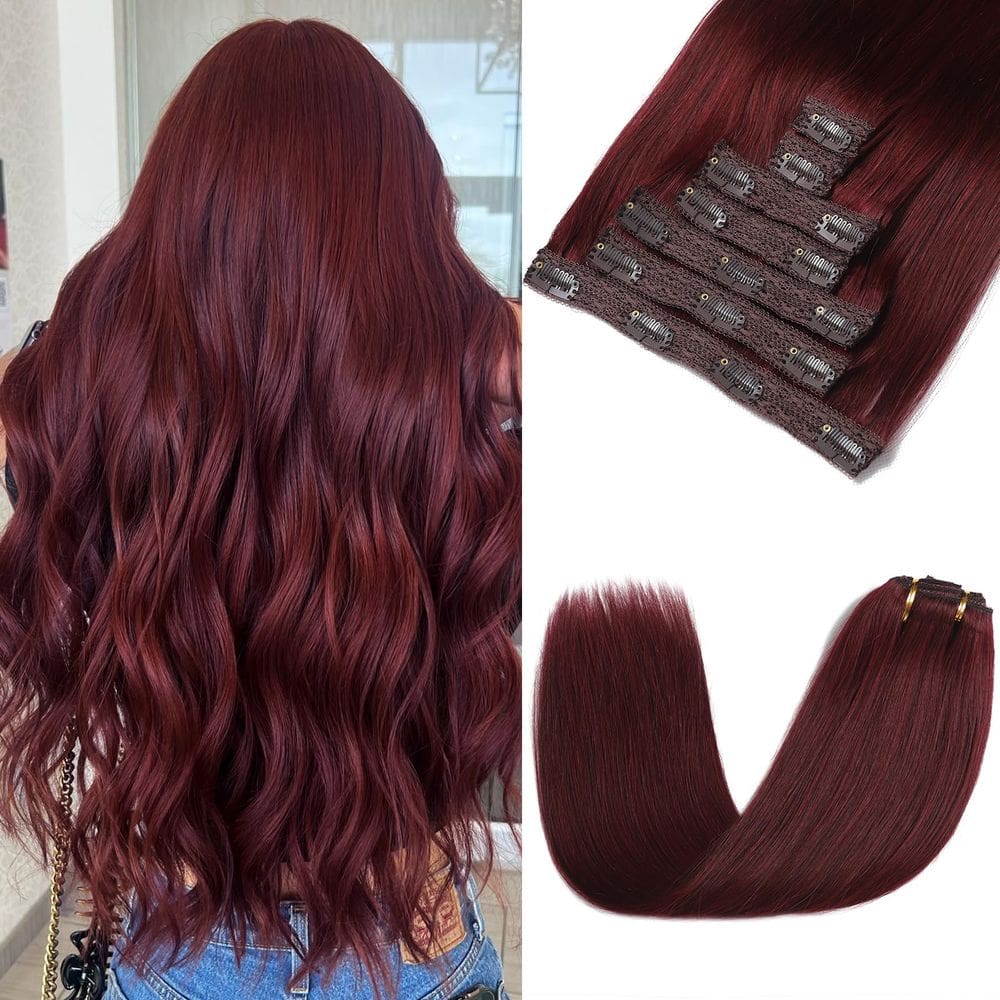 Extensões de cabelo Rimoss Clip em cabelo humano real 99J 35cm