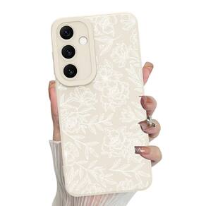 Capa de telefone MZELQ Silicone Floral Samsung Galaxy S24 Fe -Branca