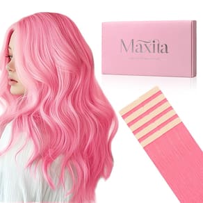 Fita adesiva em extensões de cabelo MAXITA Light Pink Human Hair 22cm