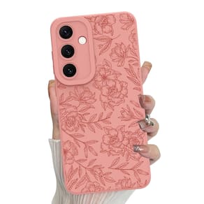 Capa de telefone MZELQ Silicone Floral Samsung Galaxy S24 Fe -Rosa