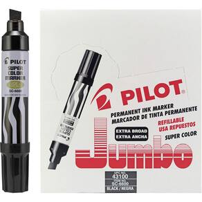 Marcadores permanentes PILOT Super Color Jumbo, pacote com 12 tintas pretas