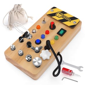 Montessori Busy Board WakeInsa com luz LED e conjunto de ferramentas