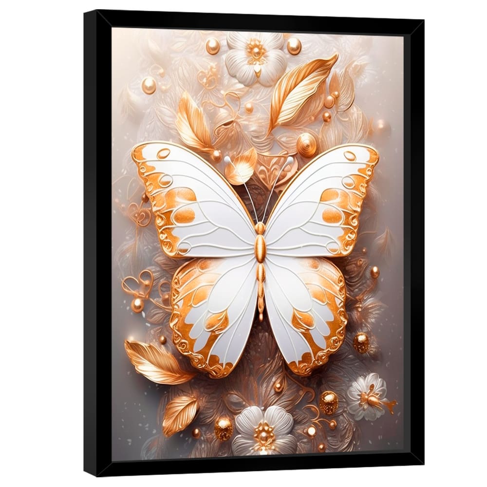 Quadro Decorativo Borboleta e Enfeites
