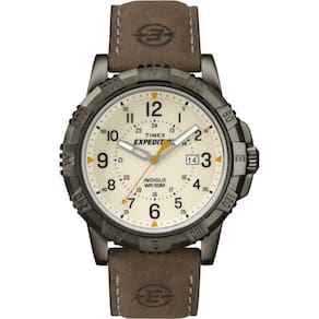 Relógio: pulseira de couro marrom de metal robusto Timex Expedition