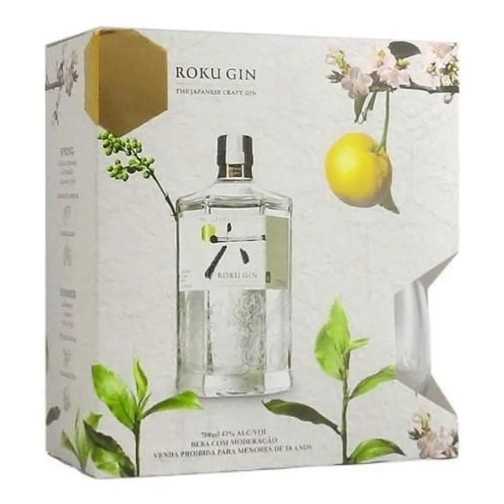 Kit Gin Japonês Roku 700ml + Copo de Vidro Personalizado