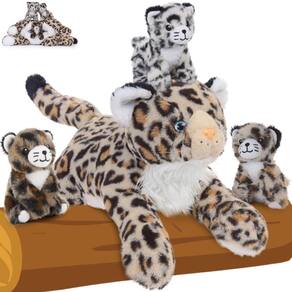 Bicho de pelúcia MoriSmos Cheetah Mommy com filhote de 45 cm para crianças