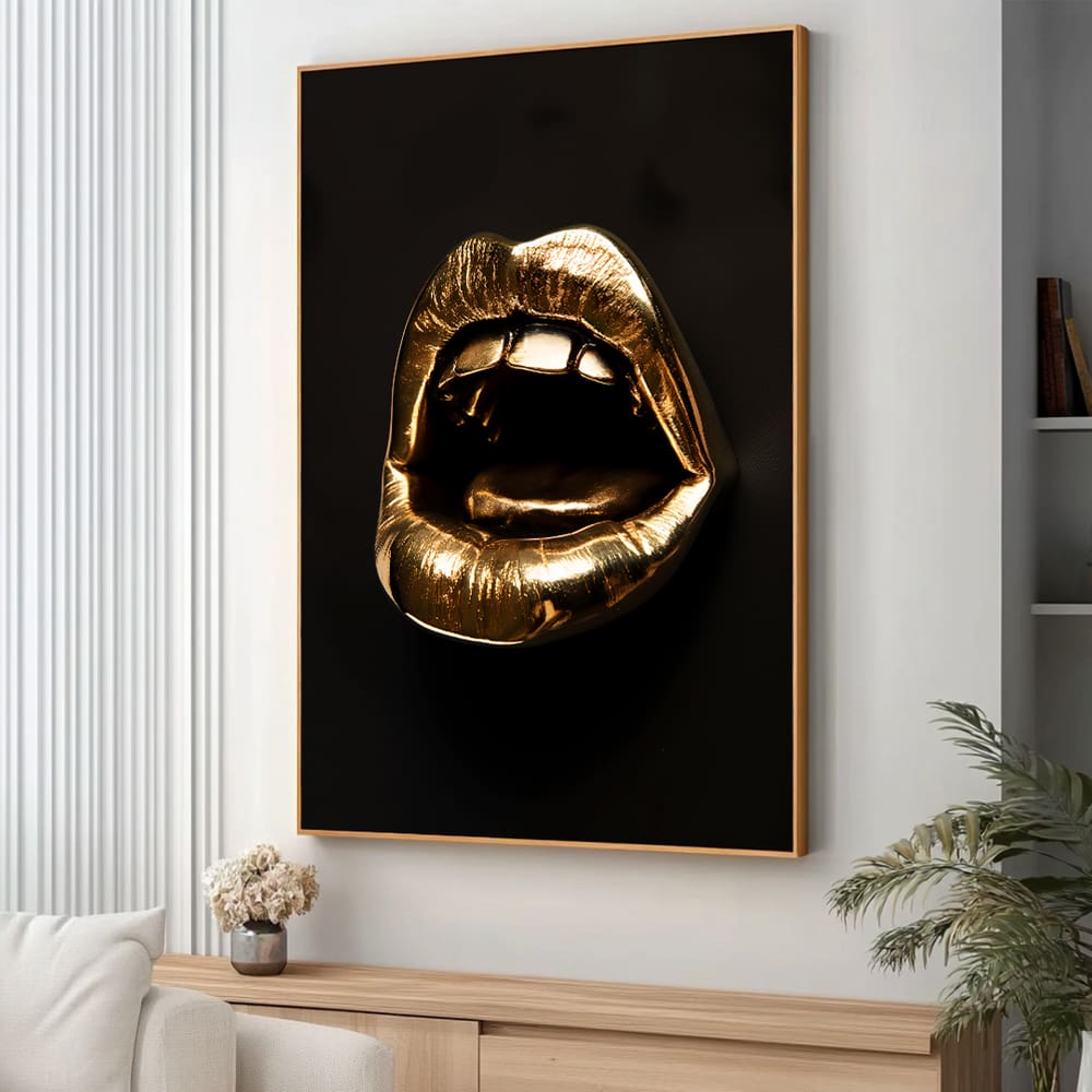 Quadro Decorativo Boca Dourada 3D