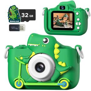 Câmera infantil Teslahero Teslahero 48MP 1080P com cartão SD de 32GB verde