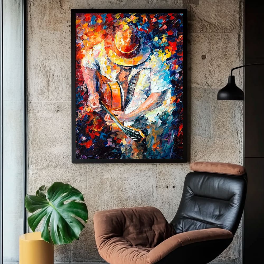 Quadro Decorativo Músico Estilo Pintura