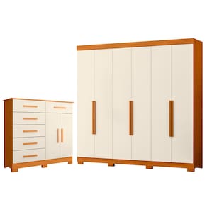 Quarto Completo Casal Guarda Roupa Vinci e Cômoda Xangai