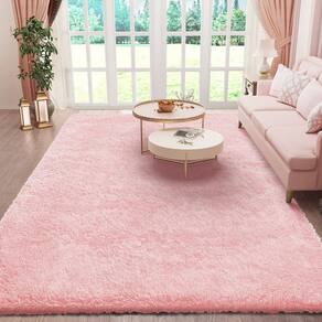 Tapete Area Ophanie Light Pink de 6 x 9 pés para sala de estar