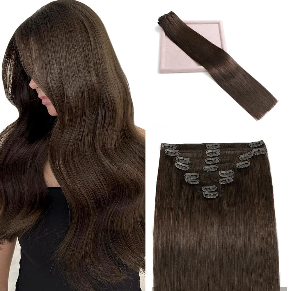 Extensões de cabelo Clip in POGINJA Real Human Hair 60cm 120g