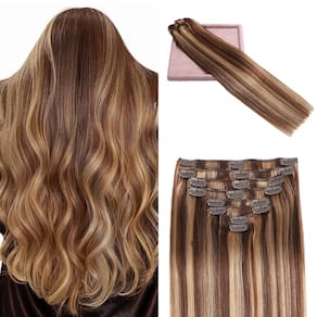 Extensões de cabelo Clip in POGINJA Real Human Hair 40cm 90g