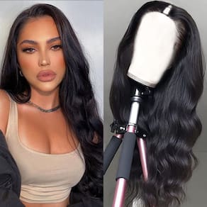 Peruca frontal de renda em V Part Body Wave Dosacia Brazilian Human Hair