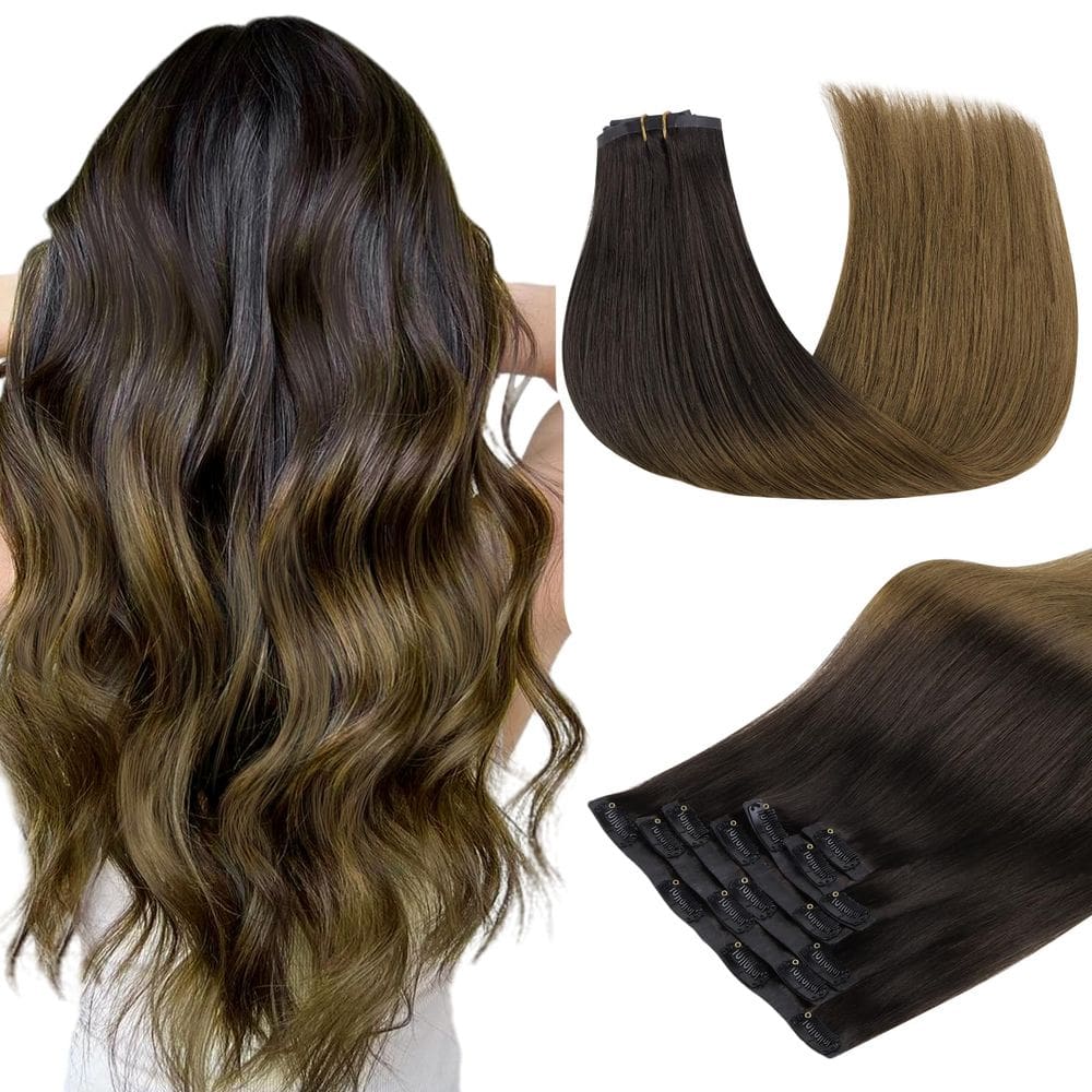 Extensões de cabelo Clip-in DOORES Chocolate Dip 110 g 7 unidades 45 cm
