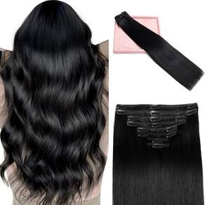 Extensões de cabelo Clip in POGINJA Real Human Hair 22 polegadas 110g