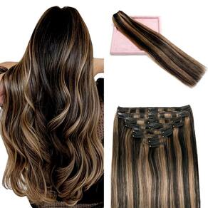 Extensões de cabelo Clip in POGINJA Real Human Hair 40cm 90g