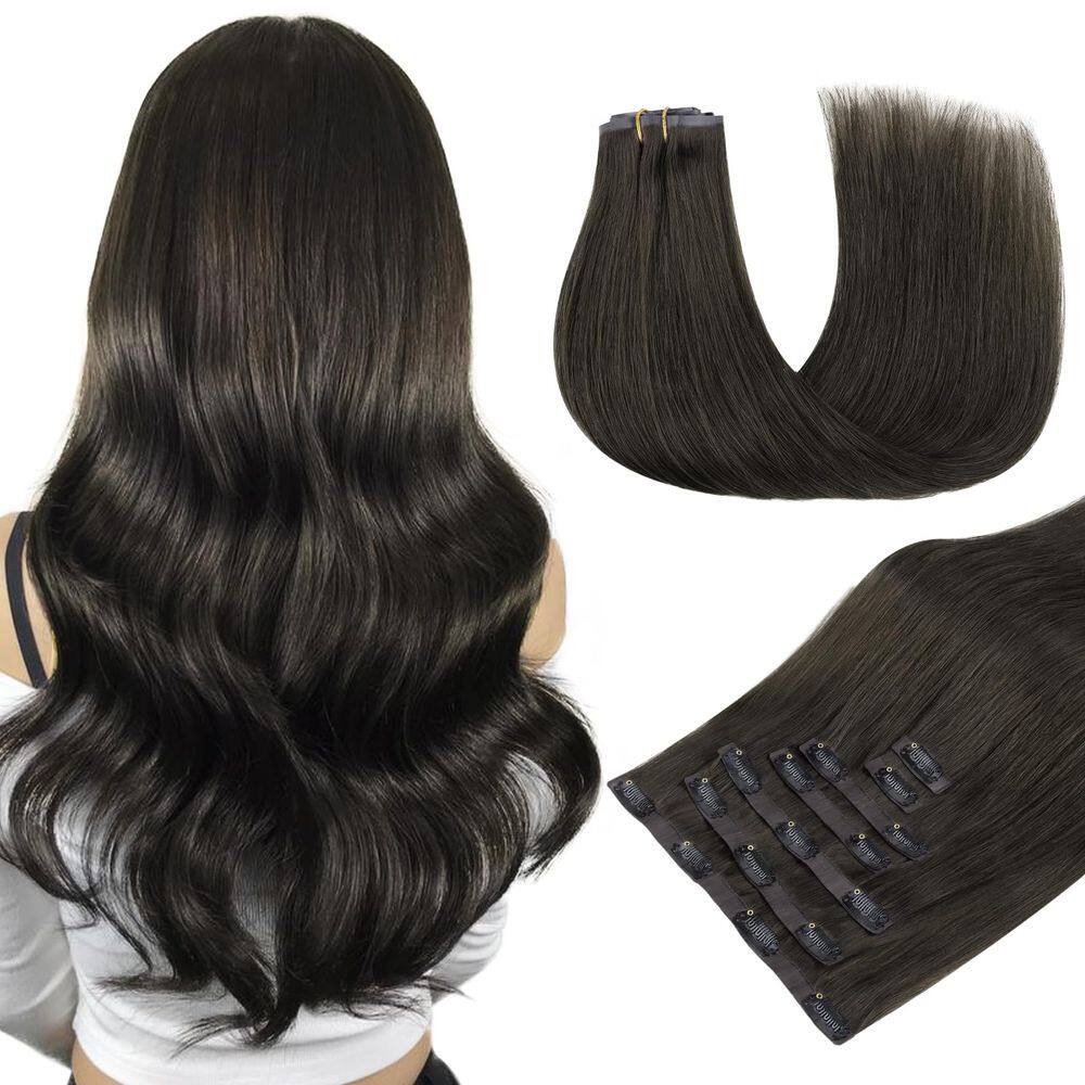 Extensões de cabelo humano reais Clip-in DOORES Mocha Brown 18"
