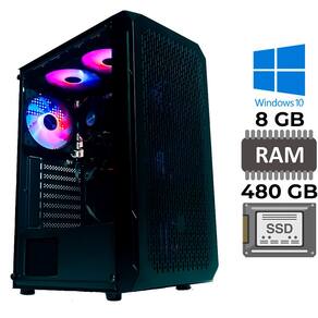 Computador Gamer Ryzen 5 5500, RAM 8GB DDR4, SSD 480GB, Gab MT-G220BK, GTX550Ti, Fonte 500W, 4 Cooler Fan, Windows 10
