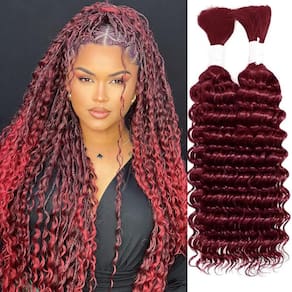 Extensões de cabelo Grcabeir 99J Deep Wave Bulk 20 polegadas 100g x2