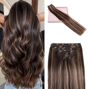 Extensões de cabelo Clip in POGINJA Real Human Hair 22 polegadas 110g