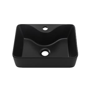 Cuba de Apoio Slim Retangular Sem Válvula para Banheiro Louça Cerâmica 40x30cm Cornalina Pingoo.casa - Preto Fosco