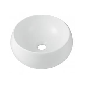 Cuba de Apoio Redonda Sem Válvula para Banheiro Louça Cerâmica 41cm Morganita Pingoo.casa - Branco