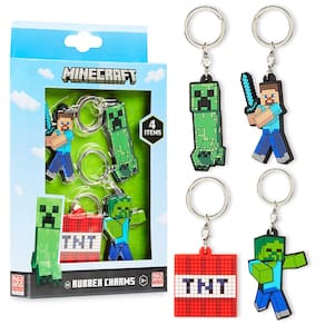 Conjunto de chaveiros e pulseiras de silicone Minecraft Kids