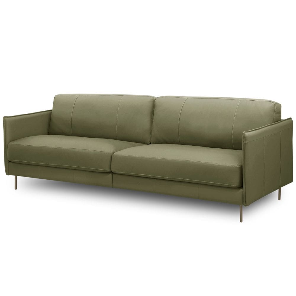 Sofá 3 Lugares Para Sala Living Industrial 240cm Romero L06 Couro Verde Musgo - Lyam Decor