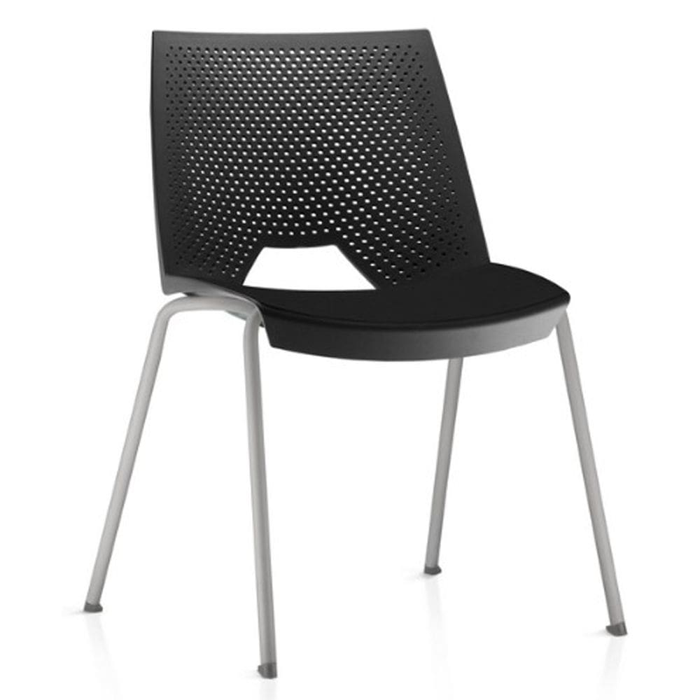 Cadeira Empilhável Fixa Liked F02 Base Aço Cinza Preto - Lyam Decor