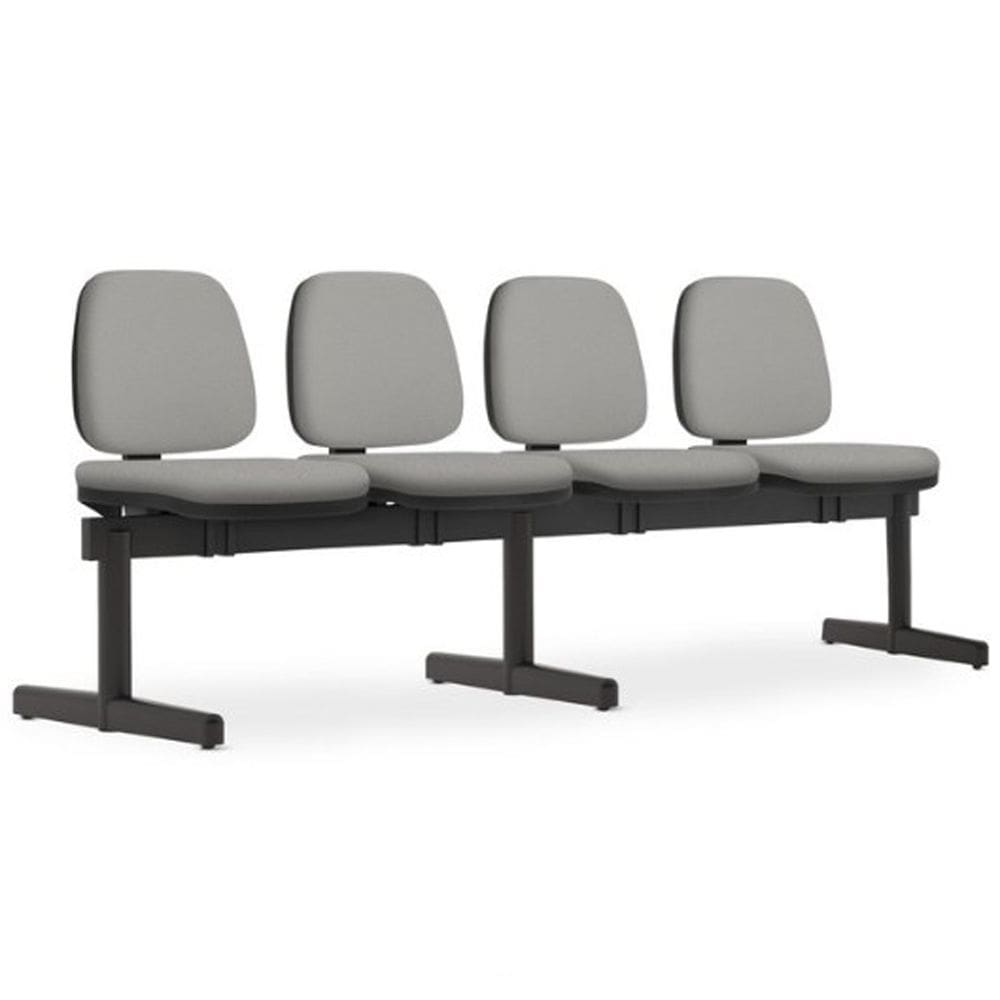 Cadeira Longarina 4 Lugares Recepção Sala de Espera Work F02 Crepe Cinza - Lyam Decor