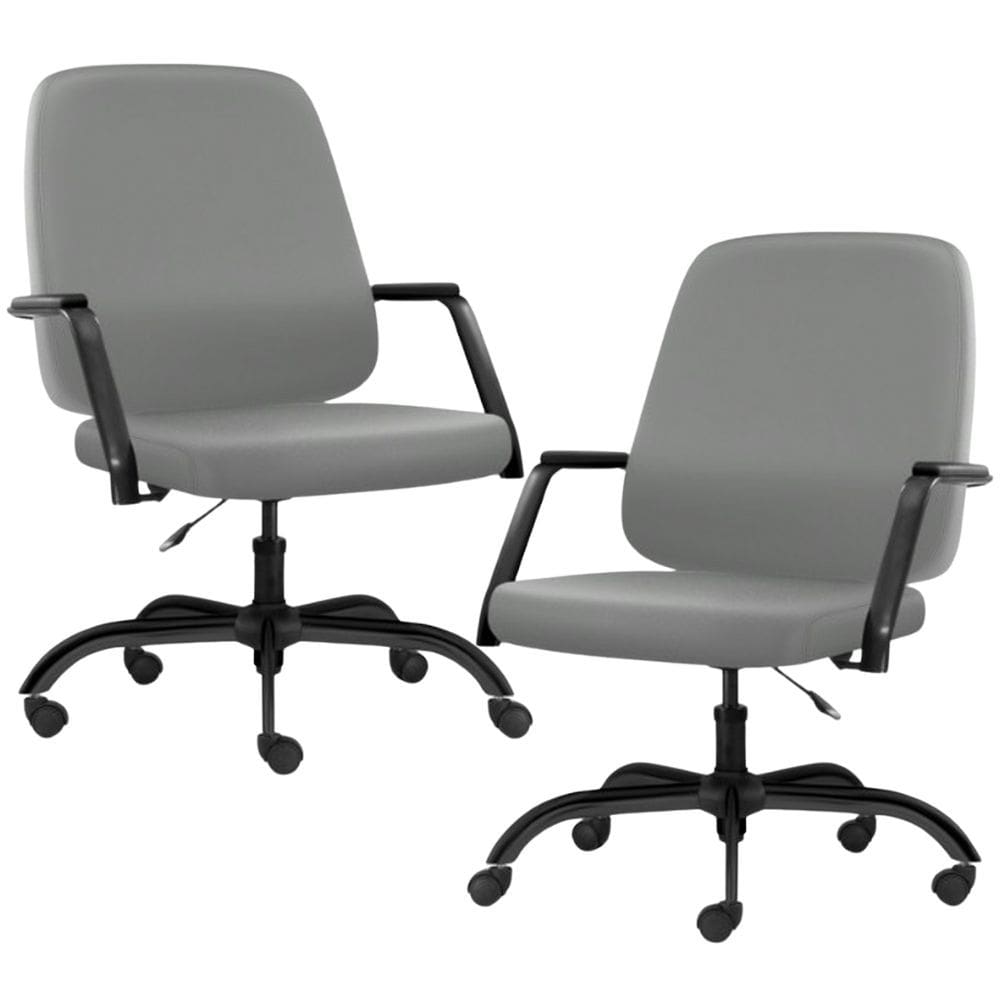 Kit 02 Cadeiras Executiva Diretor Base Giratória Hub F02 Sintético Cinza - Lyam Decor