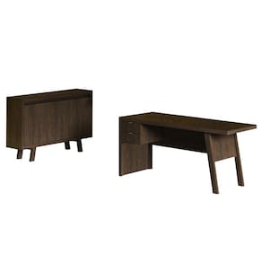 Escritório com Mesa para Computador e Balcão 3 Portas Rústico - FdECOR