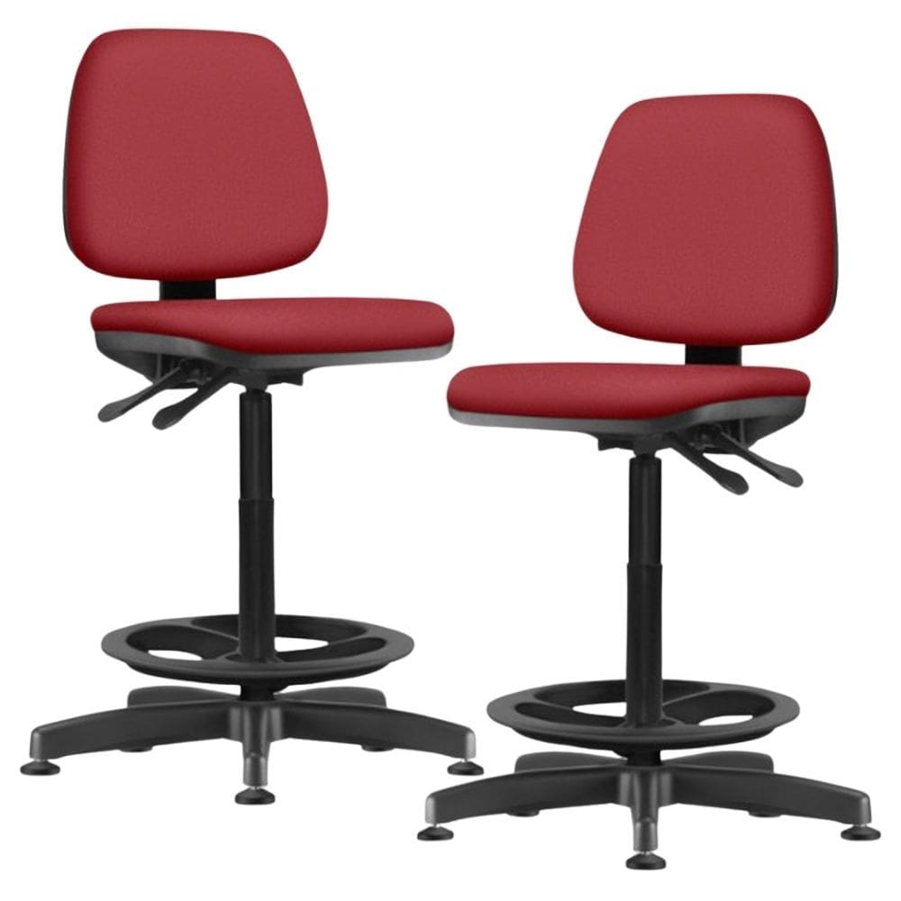 Kit 02 Cadeiras Caixa Alta Giratória Estofada Work F02 Crepe Vermelho - Lyam Decor