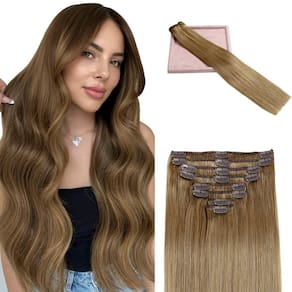 Extensões de cabelo Clip in POGINJA Real Human Hair 16cm 90g