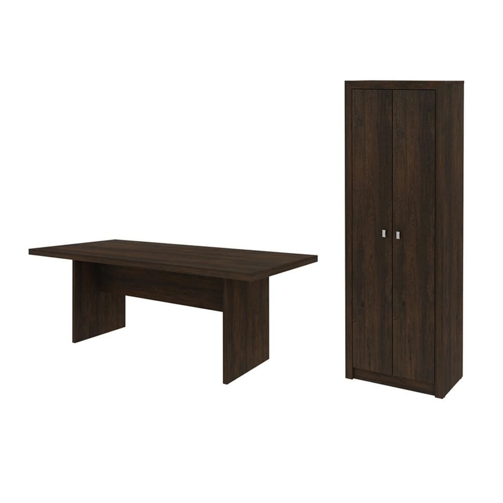 Escritório com Mesa para Computador Simples Com Armário 2 Portas Rústico - FdECOR