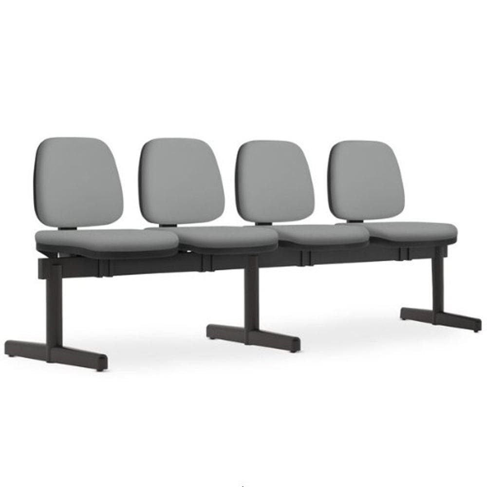 Cadeira Longarina 4 Lugares Recepção Sala de Espera Work F02 Sintético Cinza - Lyam Decor