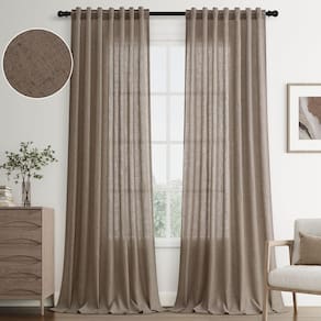 Cortinas Joywell Linho castanho claro 300 cm H 2 painéis Sala de estar
